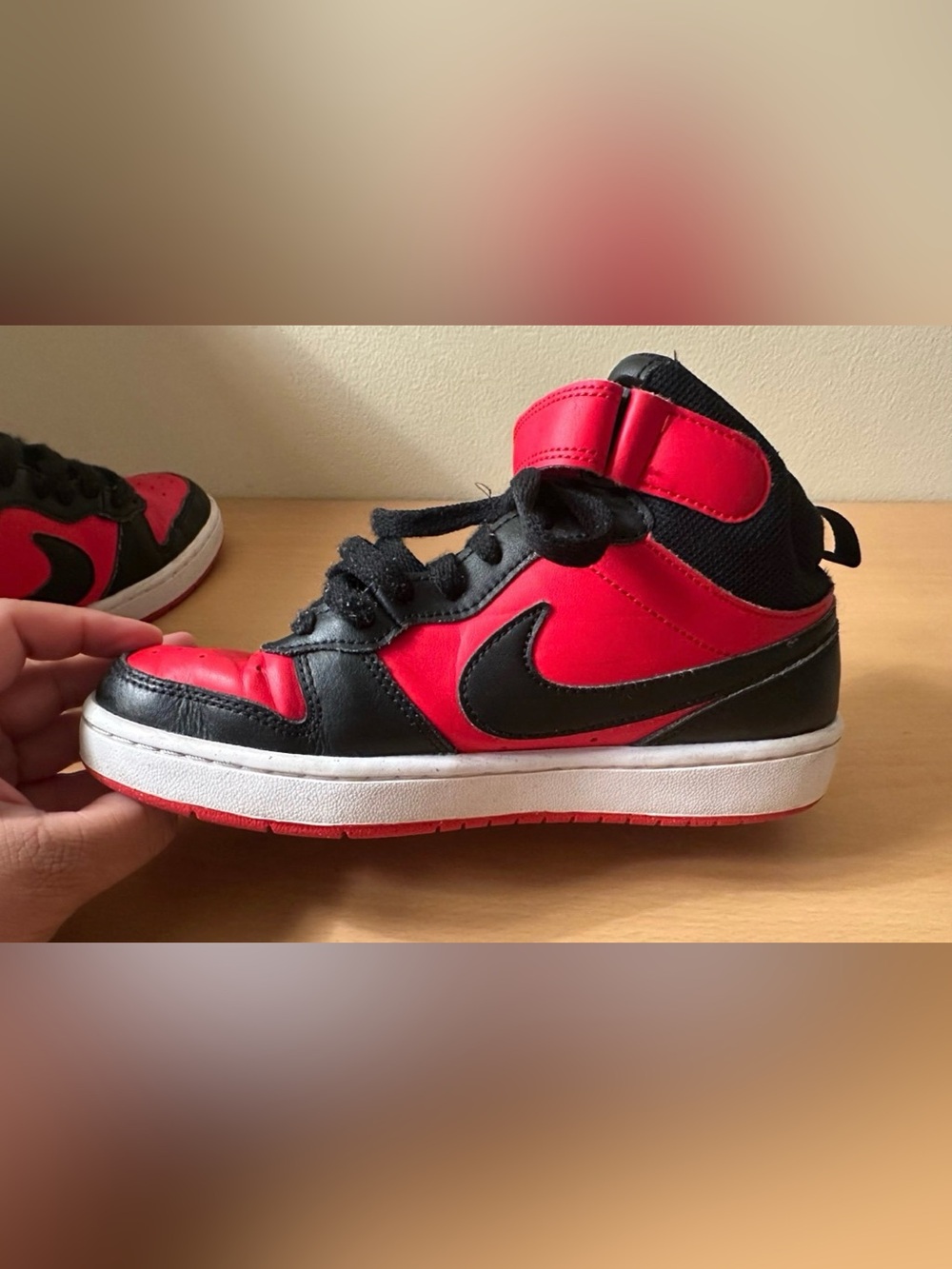 Nike Court Borough Mid 2 Big Kids' Boys Red/Black Shoes Size 5Y - Picture 10 of 12